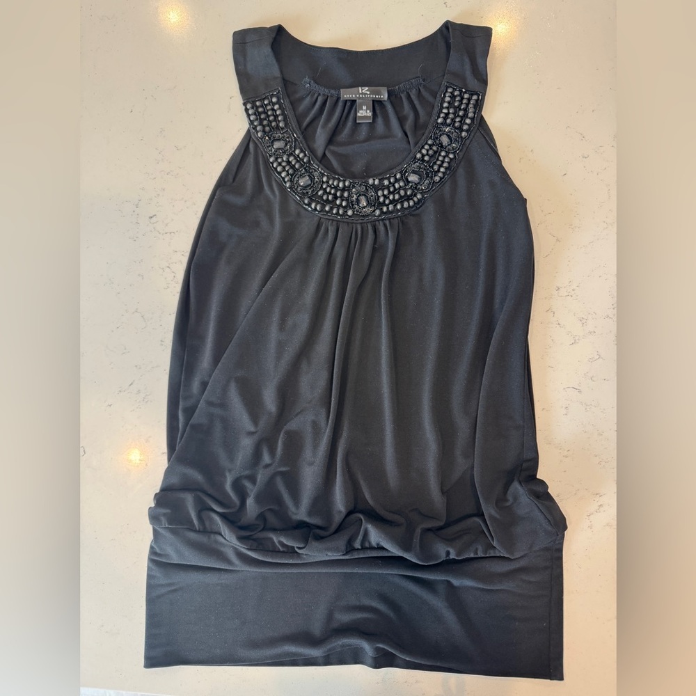 Byer California Black Embellished Neckline Tank